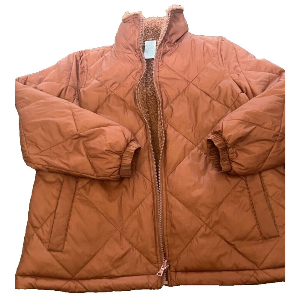 Madewell Puffer Jacket womens size small J. Crew sherpa lined coat jcrew orange
